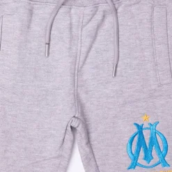 Bas de jogging coton gris chiné logo brodé Enfant OM