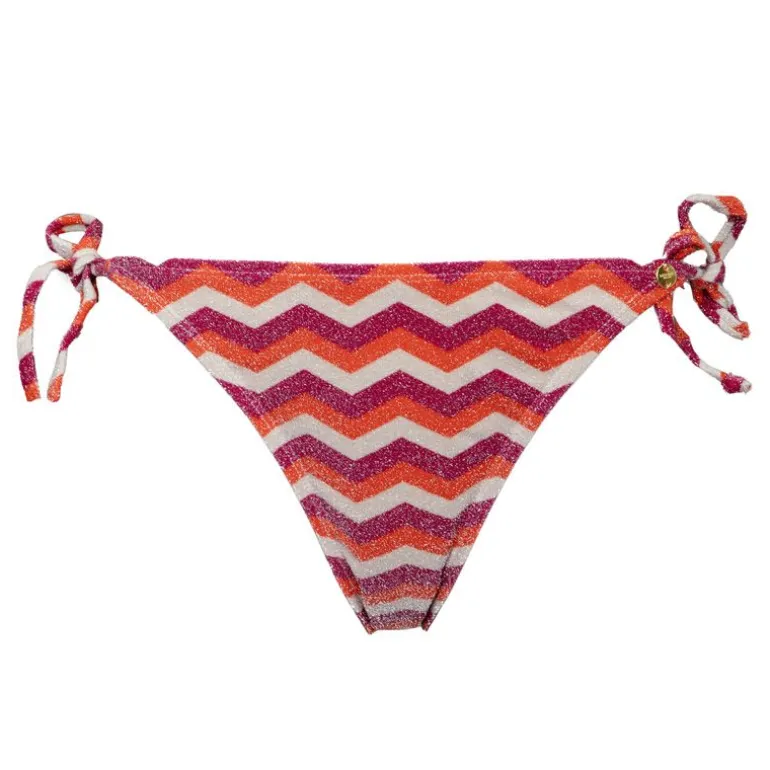 Bas de maillot rouge corail à nouer en tissu pailleté Femme DEELUXE 74
