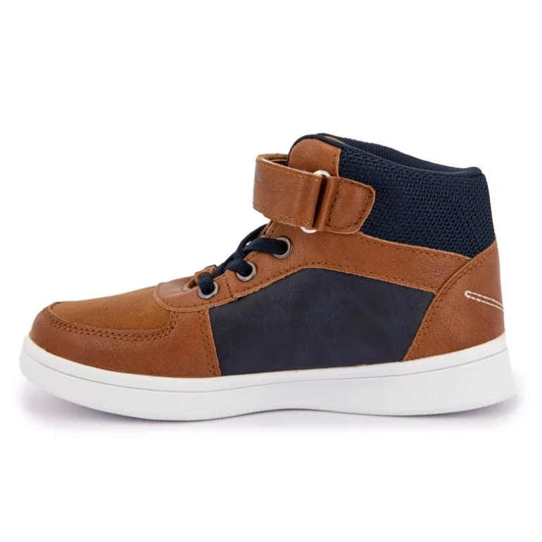 Basket Montante à Velcro Marron/Marine Enfant CHEVIGNON