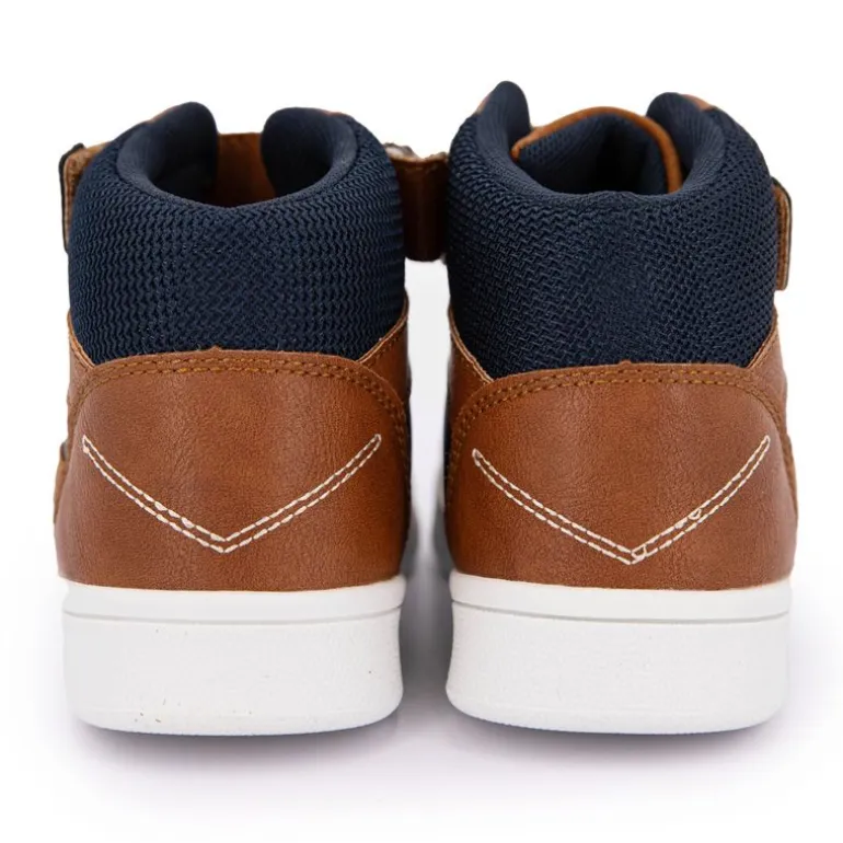 Basket Montante à Velcro Marron/Marine Enfant CHEVIGNON