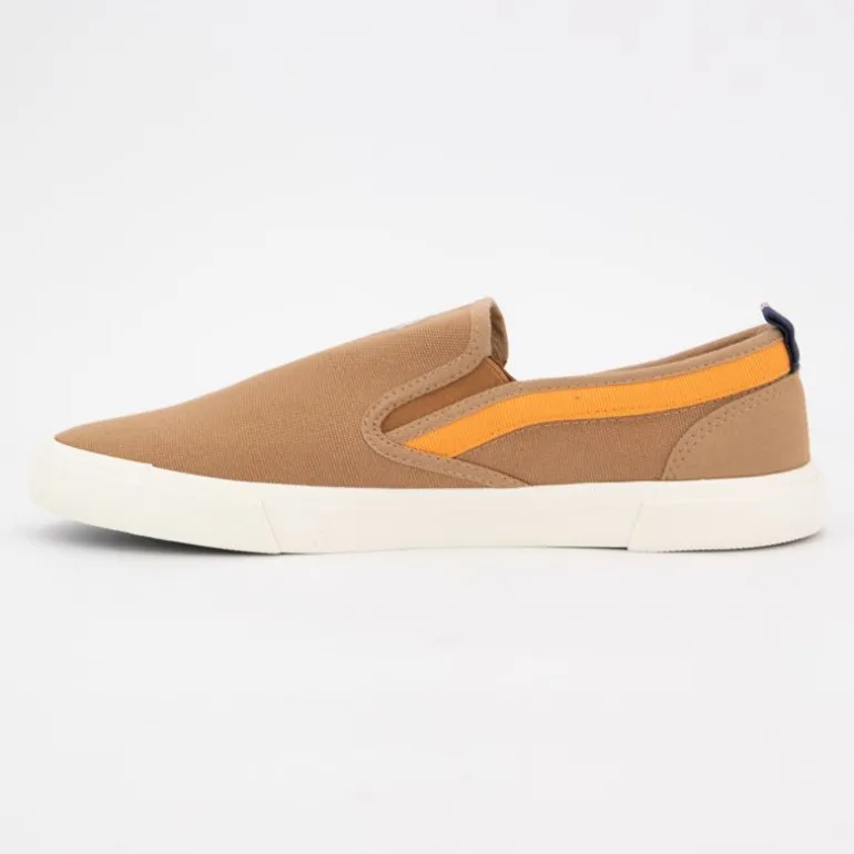 Baskets à enfiler tissu uni semelle blanche Homme US POLO