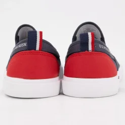 Baskets à enfiler tissu uni semelle blanche Homme US POLO