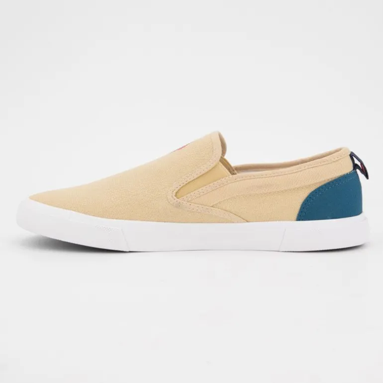 Baskets à enfiler tissu uni semelle blanche Homme US POLO