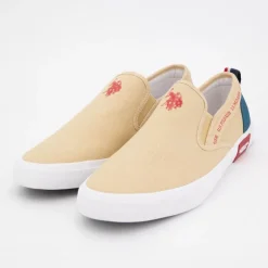 Baskets à enfiler tissu uni semelle blanche Homme US POLO