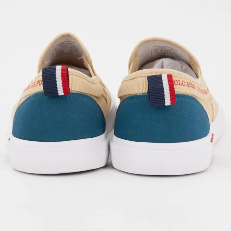 Baskets à enfiler tissu uni semelle blanche Homme US POLO