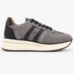 Baskets à lacets silvia cuir semelle compensée imprimé léopard Femme KEYS