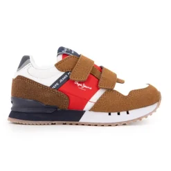 Baskets à scratch london nut brown suédine Enfant PEPE JEANS