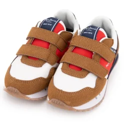Baskets à scratch london nut brown suédine Enfant PEPE JEANS