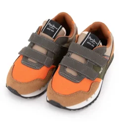 Baskets à scratch london nut brown suédine Enfant PEPE JEANS