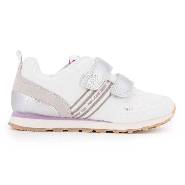 Baskets basses à scratch argent semelle crantée Dublin Enfant PEPE JEANS