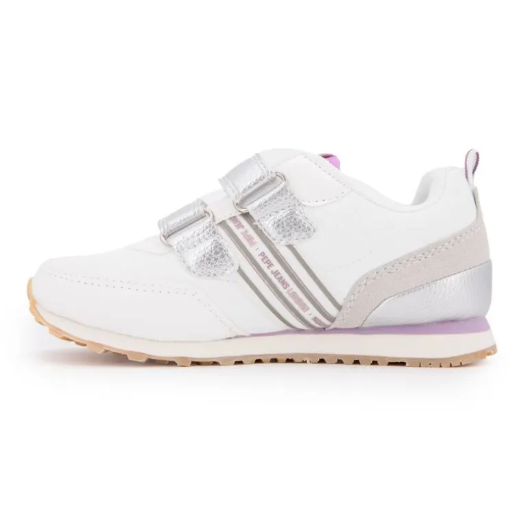 Baskets basses à scratch argent semelle crantée Dublin Enfant PEPE JEANS