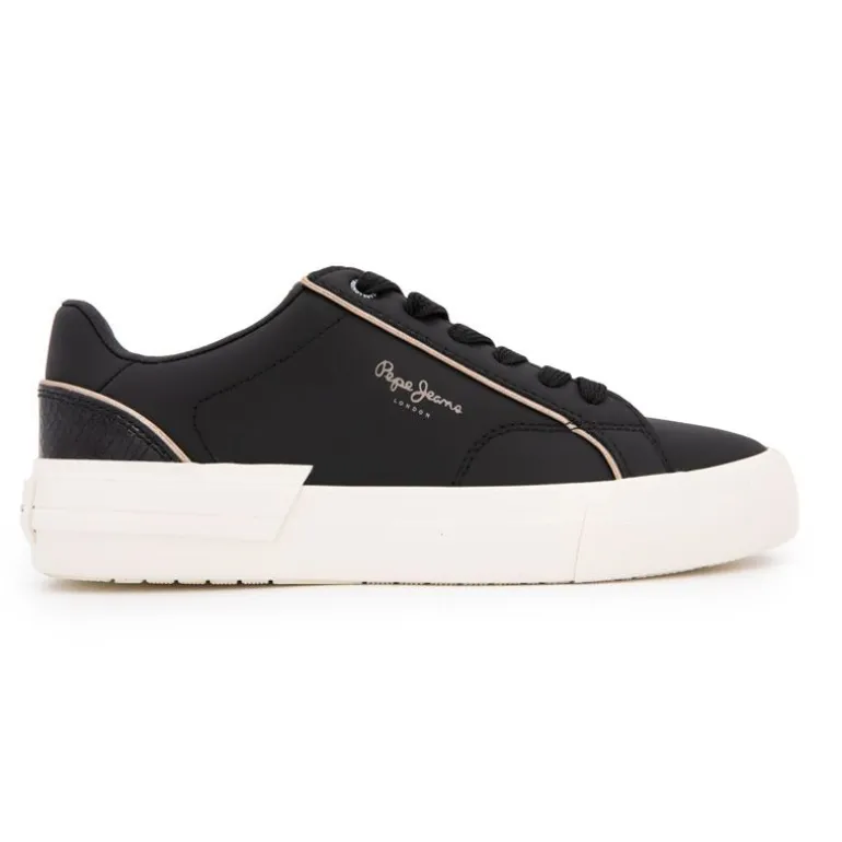 Baskets basses noires imprimé croco avec lacets Femme PEPE JEANS