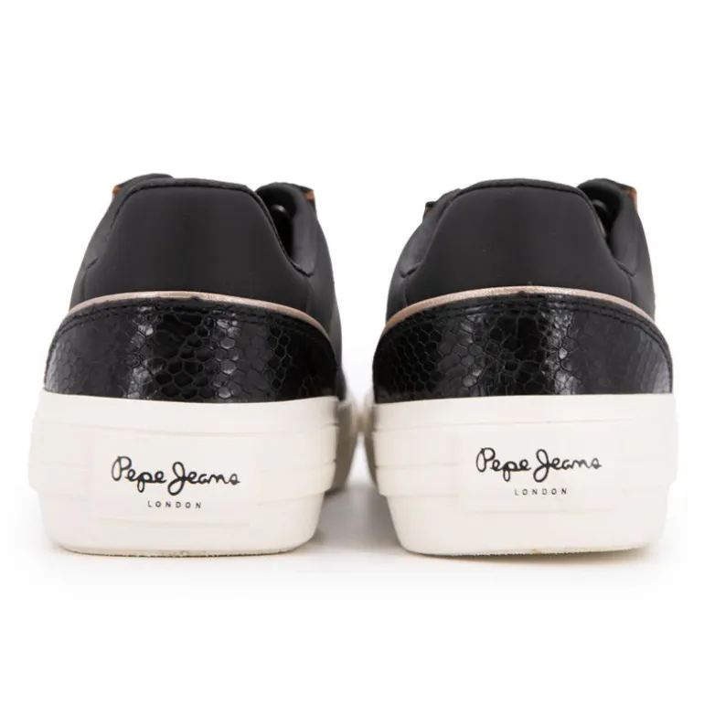 Baskets basses noires imprimé croco avec lacets Femme PEPE JEANS