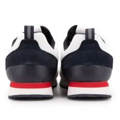 Baskets blanches à lacets avec bandes bleu touche de rouge marine Homme PEPE JEANS