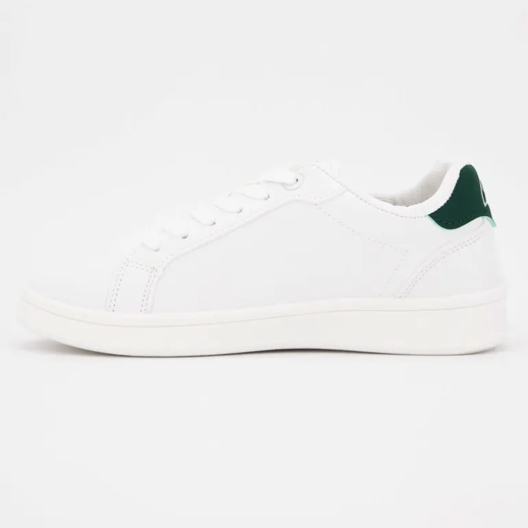 Baskets blanches empiècement vert avec logo doré Femme ELLESSE