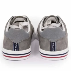 Baskets blanches en toile liseré bleu et rouge Homme TOM TAILOR