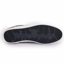 Baskets blanches en toile liseré bleu et rouge Homme TOM TAILOR