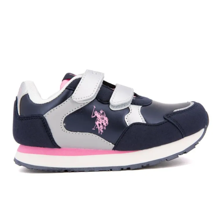 Baskets colorées à scratch similicuir Enfant US POLO