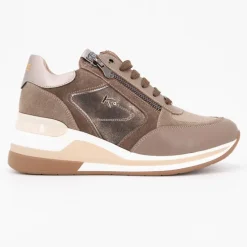 Baskets compensées à lacets cuir avec zip Femme KEYS