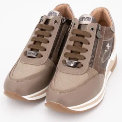 Baskets compensées à lacets cuir avec zip Femme KEYS