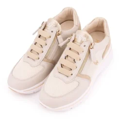 Baskets compensées cuir nuances de beige semelle épaisse blanche Femme sportwear KEYS