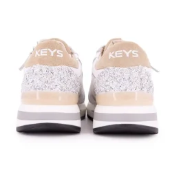 Baskets compensées cuir nuances de beige semelle épaisse blanche Femme sportwear KEYS