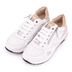 Baskets cuir à paillettes argentées avec zip Femme KEYS