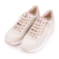 Baskets cuir à paillettes argentées avec zip Femme KEYS