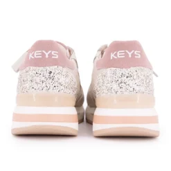 Baskets cuir à paillettes argentées avec zip Femme KEYS