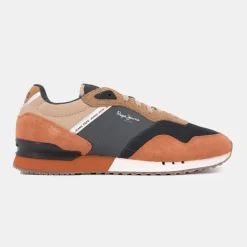 Baskets cuir london grade camel lacets beiges Homme PEPE JEANS