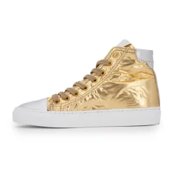 Baskets cuir montantes or et argent Femme URBAN