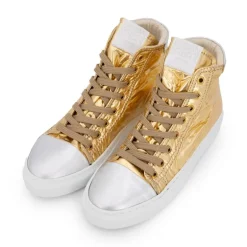 Baskets cuir montantes or et argent Femme URBAN