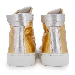 Baskets cuir montantes or et argent Femme URBAN