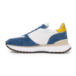 Baskets cuit blanc et bleu Femme URBAN