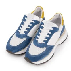 Baskets cuit blanc et bleu Femme URBAN