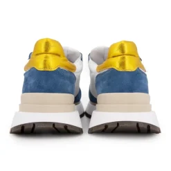 Baskets cuit blanc et bleu Femme URBAN