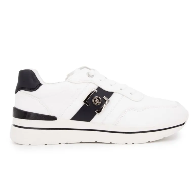 Baskets en toile blanches avec logo doré Femme TOM TAILOR