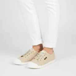 Baskets en toile cloruni couleur sable lacets blancs Femme LES TROPEZIENNES PAR M.BELARBI