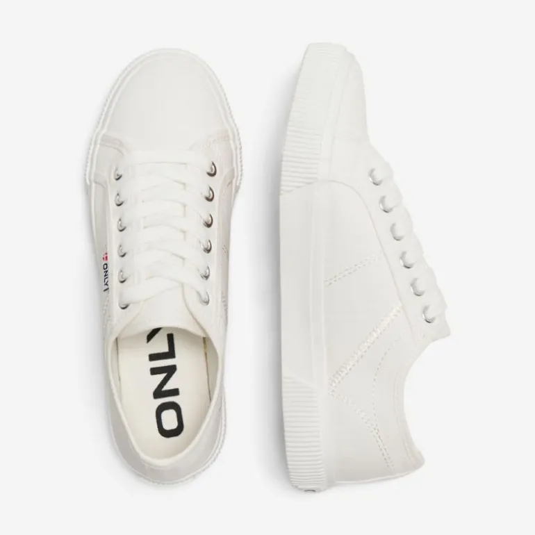Baskets en toile nicola à lacets blancs Femme ONLY