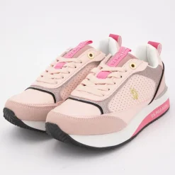 Baskets full rose semelle épaisse logo gold Femme US POLO