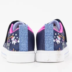 Baskets imprimé à lacets roses strass avec lumière intégrée Enfant SKECHERS