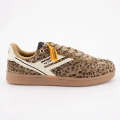Baskets imprimé léopard à poils lacets beiges Femme DOCKERS BY GERLI