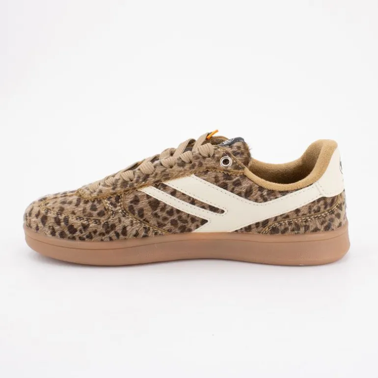 Baskets imprimé léopard à poils lacets beiges Femme DOCKERS BY GERLI