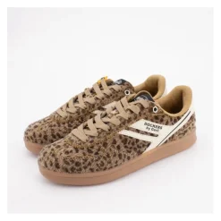 Baskets imprimé léopard à poils lacets beiges Femme DOCKERS BY GERLI