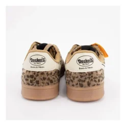 Baskets imprimé léopard à poils lacets beiges Femme DOCKERS BY GERLI