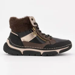 Baskets montantes à lacets black mokka fausse fourrure Femme ROMIKA