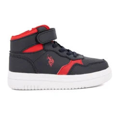 Baskets montantes à scratch bleu rouge fermeture zip Enfant US POLO