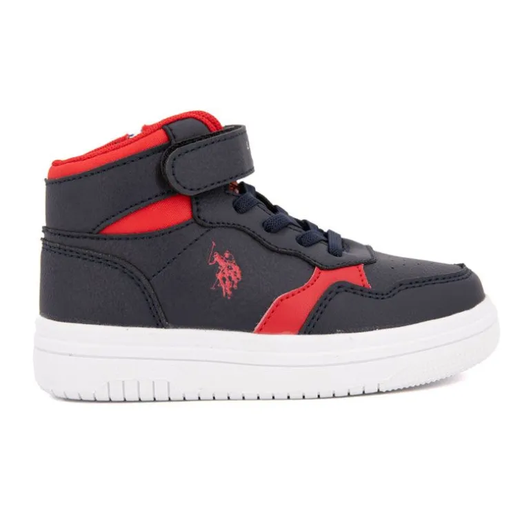 Baskets montantes à scratch bleu rouge fermeture zip Enfant US POLO