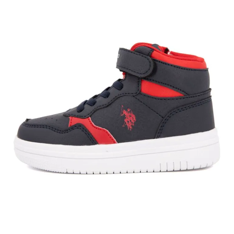 Baskets montantes à scratch bleu rouge fermeture zip Enfant US POLO