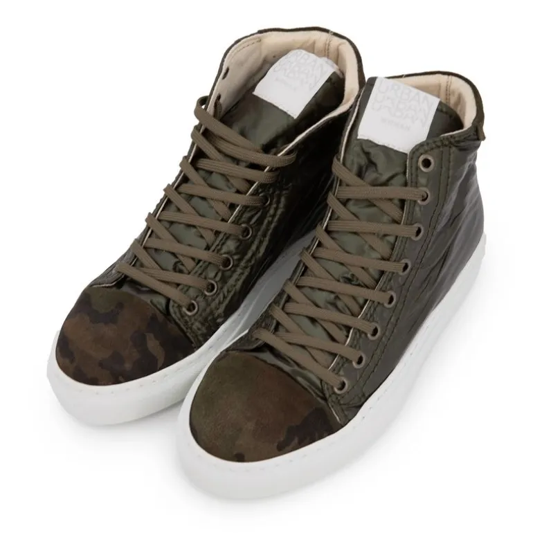 Baskets montantes argentée et camouflage Femme URBAN